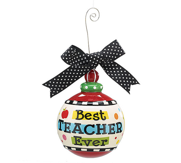 Best Teacher Ever 4" Christmas Tree Ornament