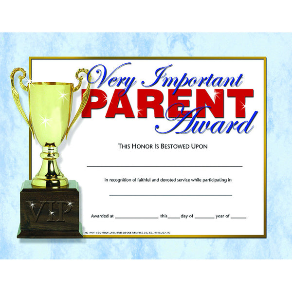 VERY IMPORTANT PARENT AWARD 30-SET CERTIFICATES